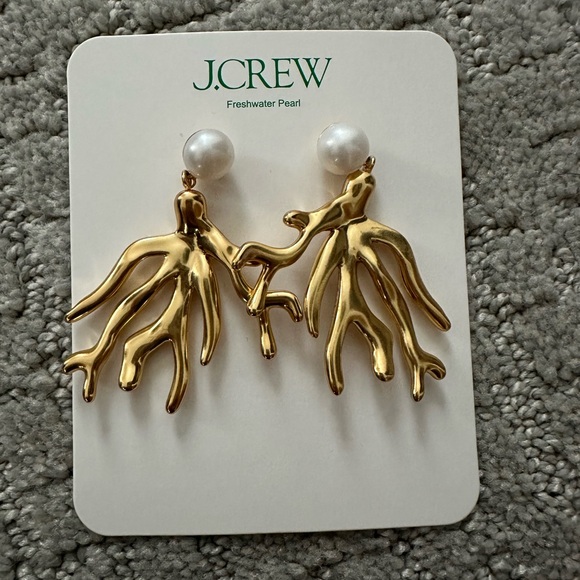 J. Crew Gold Coral Pearl Earrings - Picture 3 of 4
